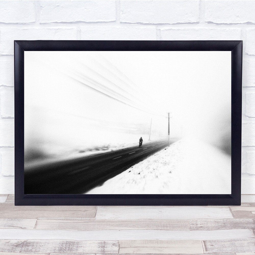 Person road cables black and white Wall Art Print