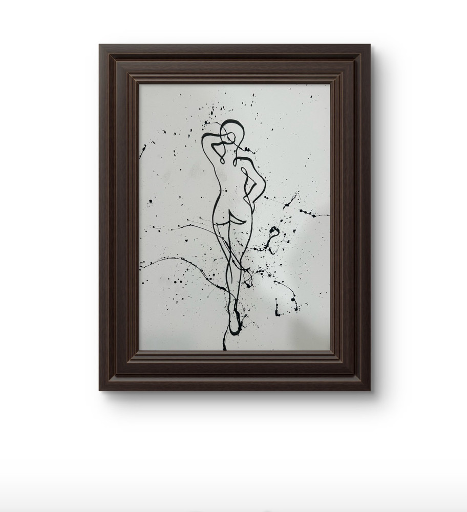 original abstract acrylic painting female figure 9x12 paper wall art home decor