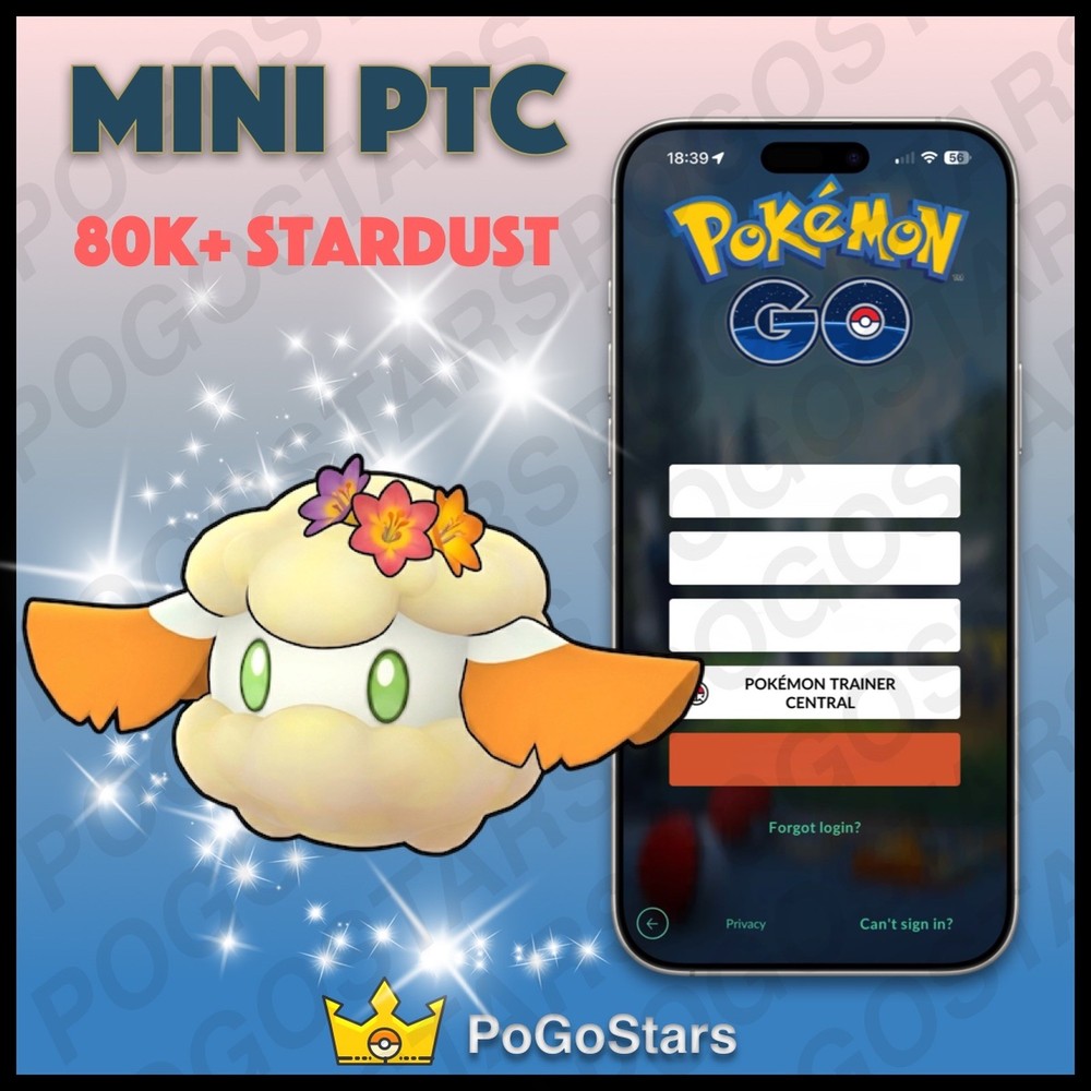 Pokémon PTC Go - Shiny Cottonee Flower Crown - 80K Stardust✨Description✨