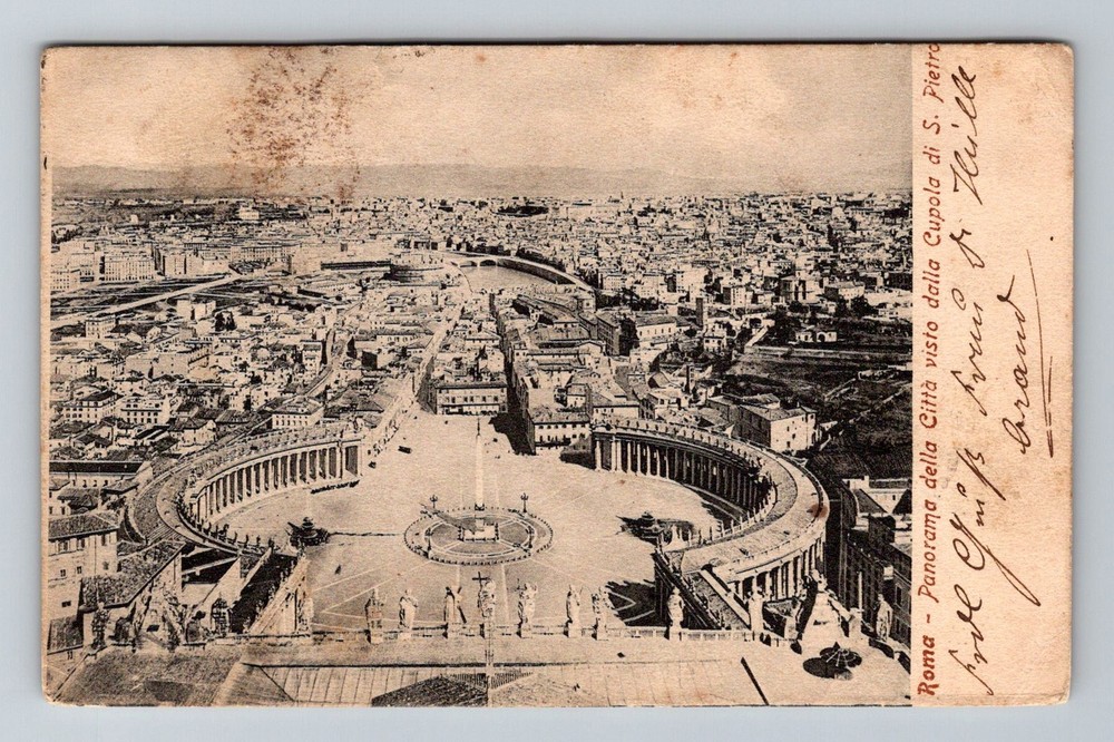 Italy- Rome Panoramic City View From Dome Of St. Peter Old Post Vintage Postcard