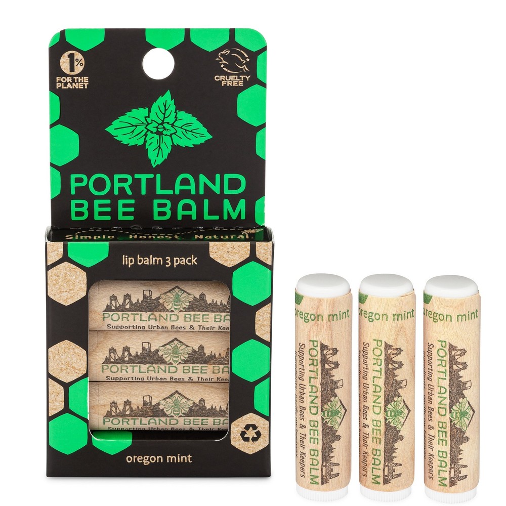 Portland Bee Balm Oregon Mint Lip Balm 3-Pack Set
