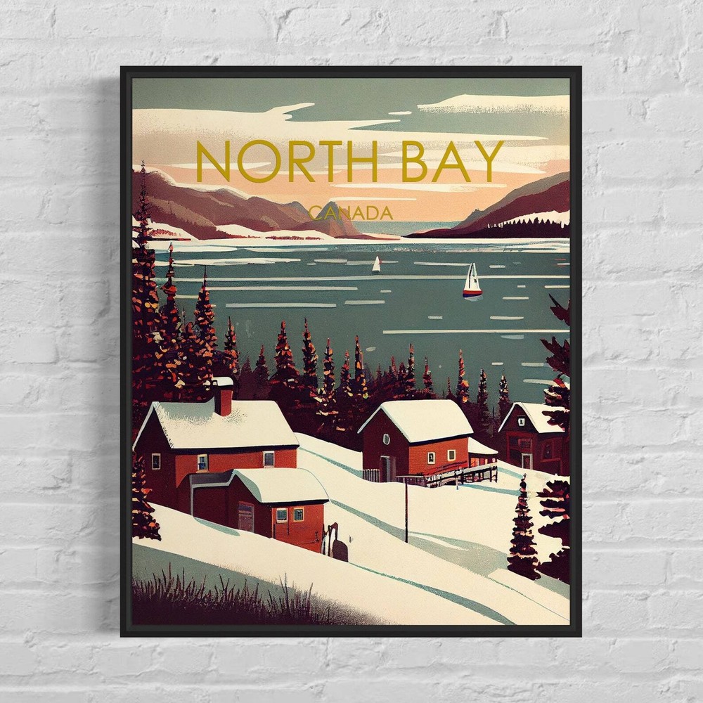 North Bay Canada Retro Art Print North Bay Wall Art Illustration North Bay