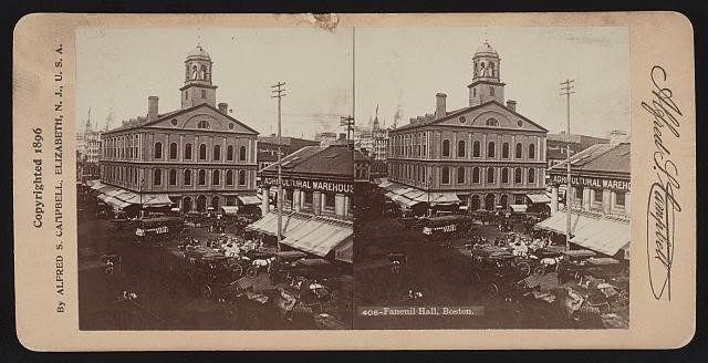 Photo:Boston Massachusetts Faneuil Hall 1896 Stereoview Street Scene