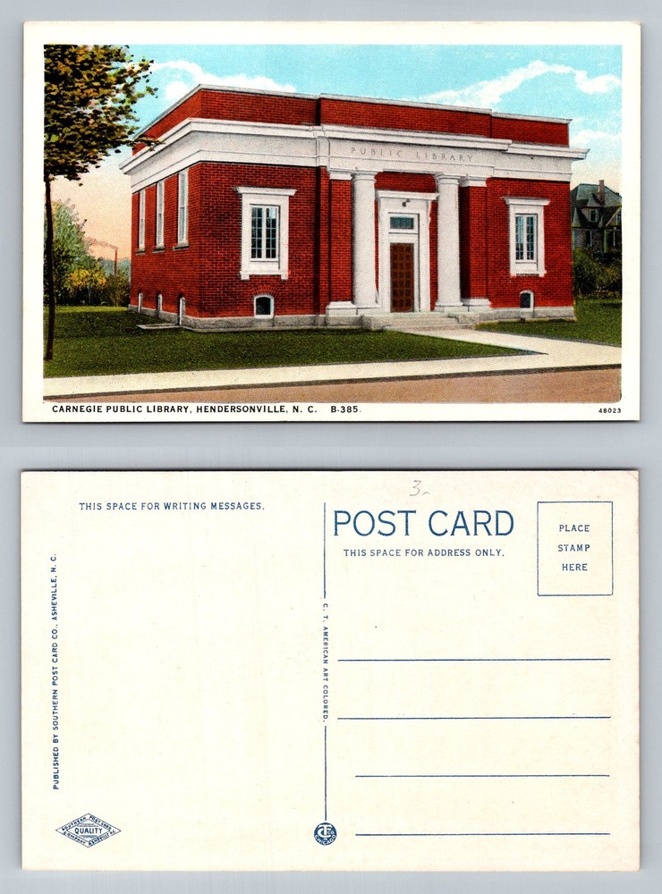 Hendersonville, NC-North Carolina, Carnegie Public Library Vintage Postcard