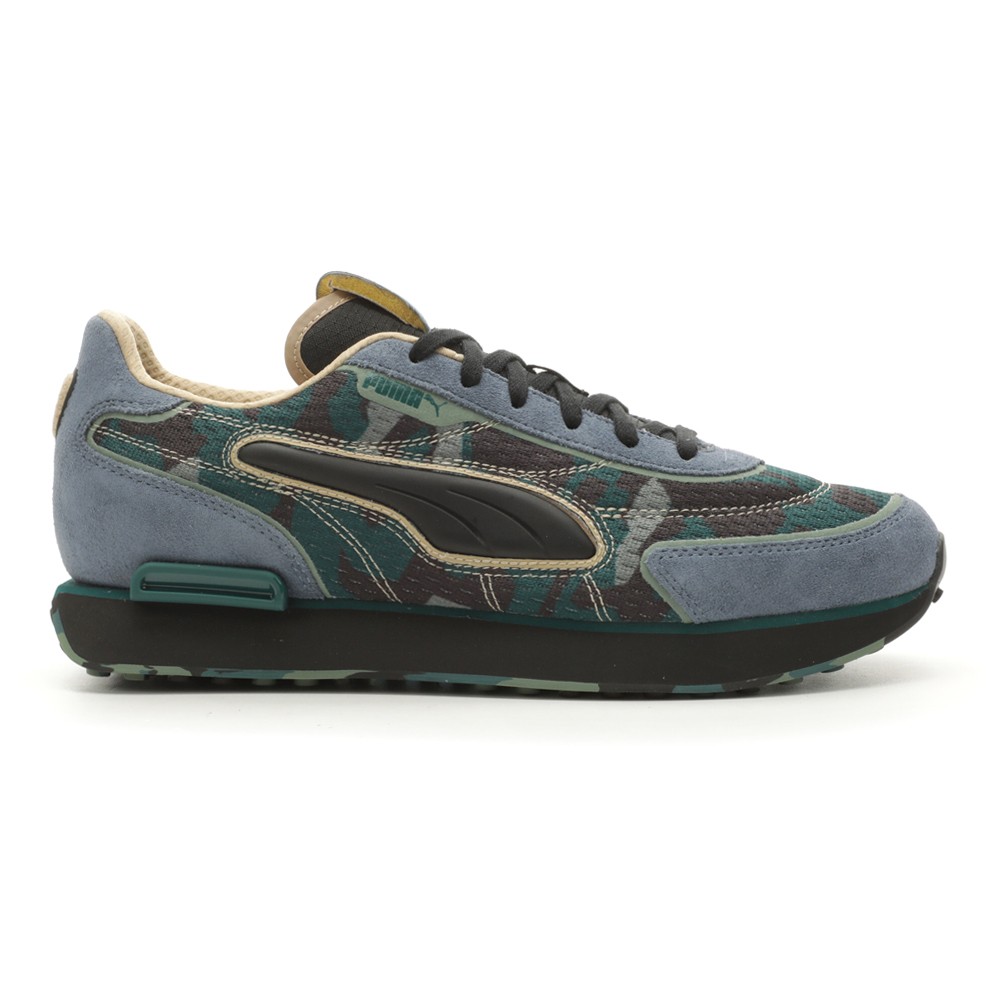 PUMA Future Rider Concrete Camo Lace Up  Mens Blue, Green Sneakers Casual Shoes