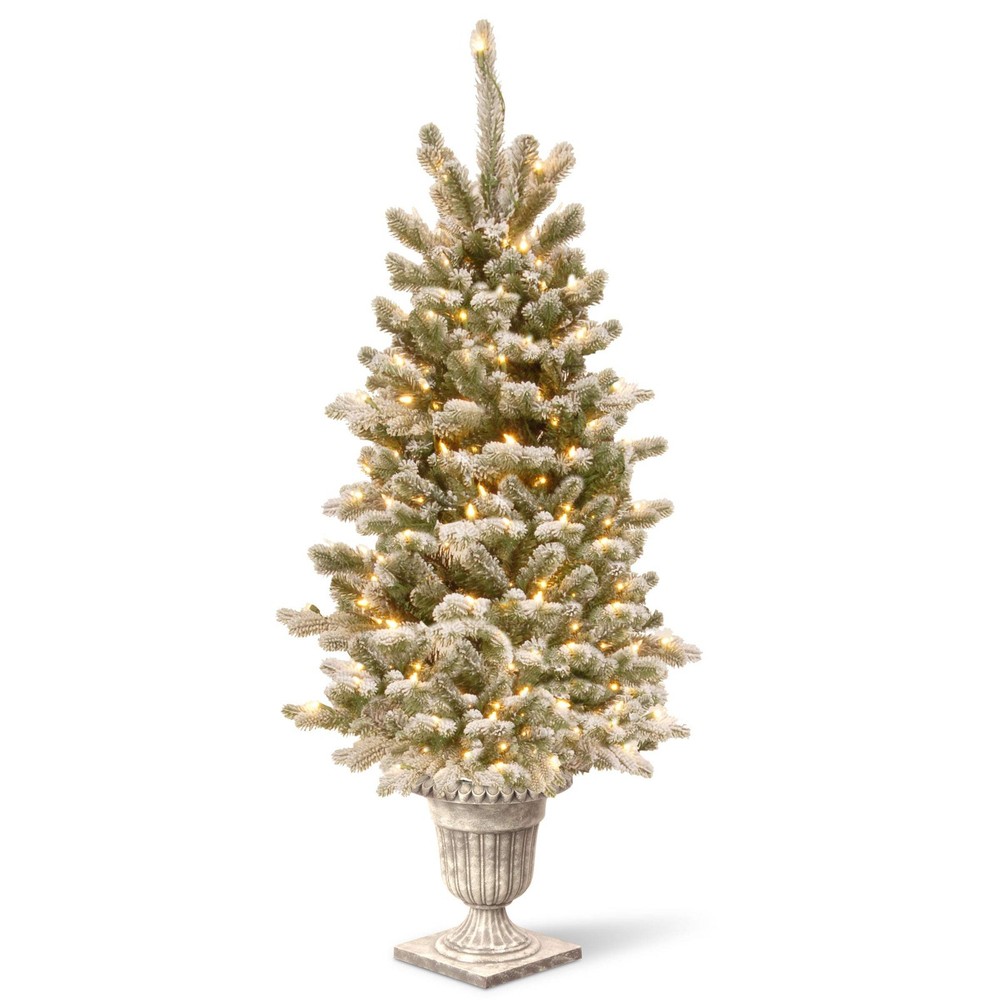 4 ft. Pre-Lit Snowy Sheffield Spruce Tree with Twinkly LED Lights, Plug-In