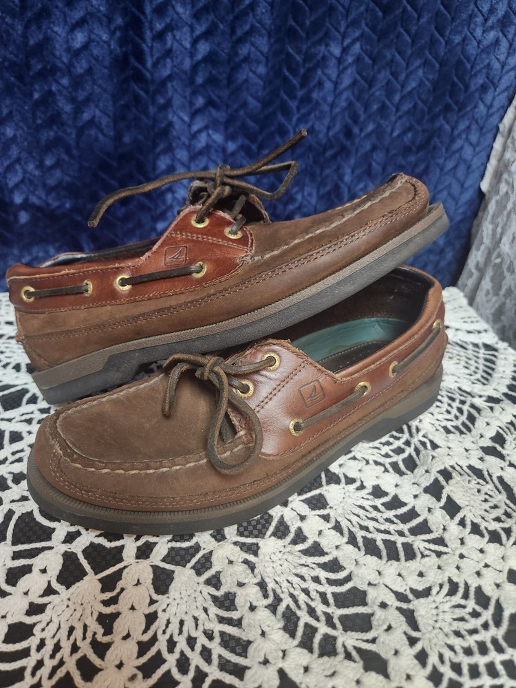 Sperry Top Sider Mako Dark Brown Leather Men's Size 8.5 Boat Shoes