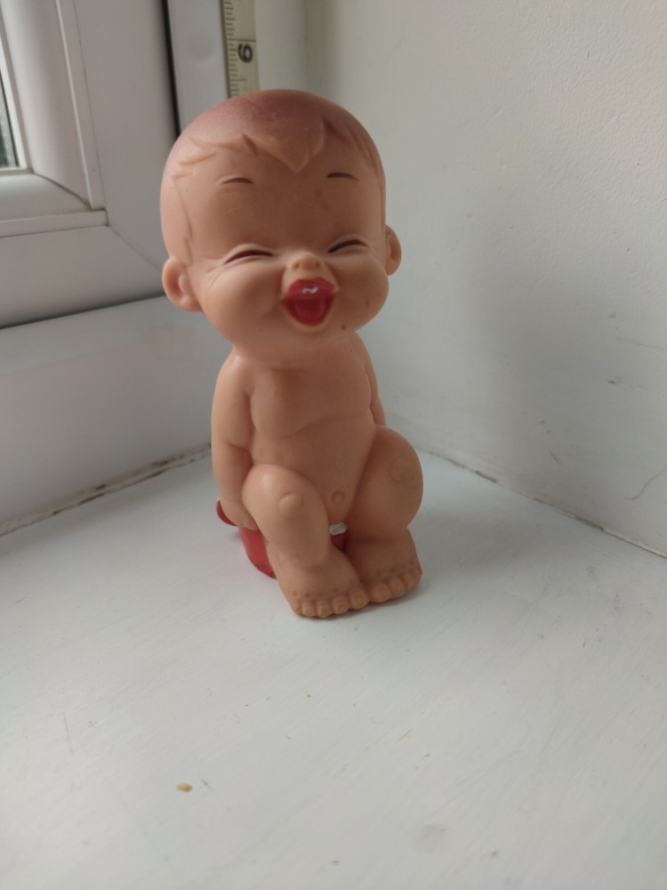 Vintage Retro 70th Rubber Toy Laughing Wee Boy