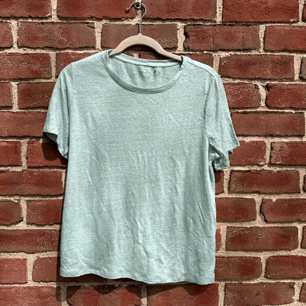 Eileen Fisher $128 Organic Linen Jersey Short Sleeve Tee ABSINTHE medium NEW-image