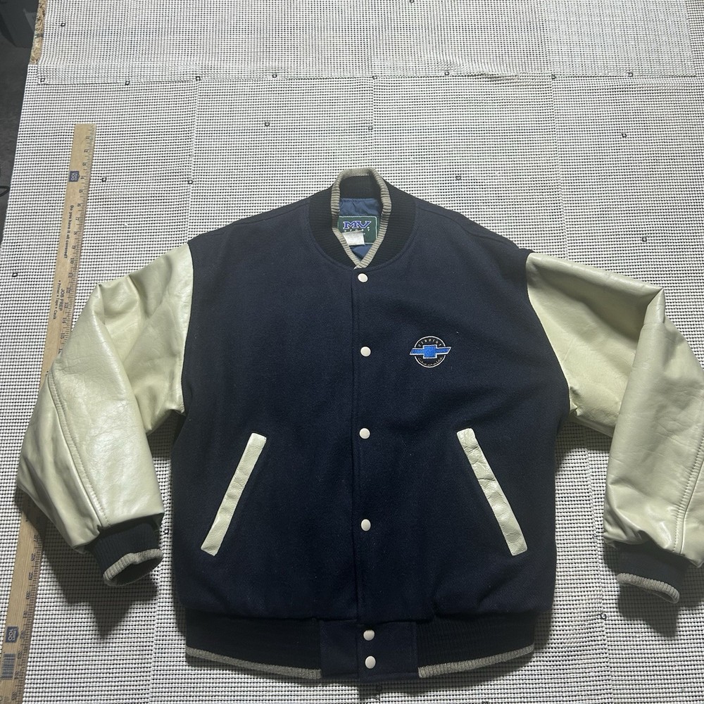 Vintage Genuine Chevrolet Wool Varsity Bomber Jacket Size Medium Small Flaw