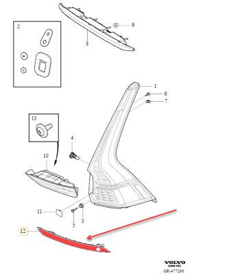 New Genuine Volvo XC60 Left Drivers Rear Tail Light Reflector Plate 31656677
