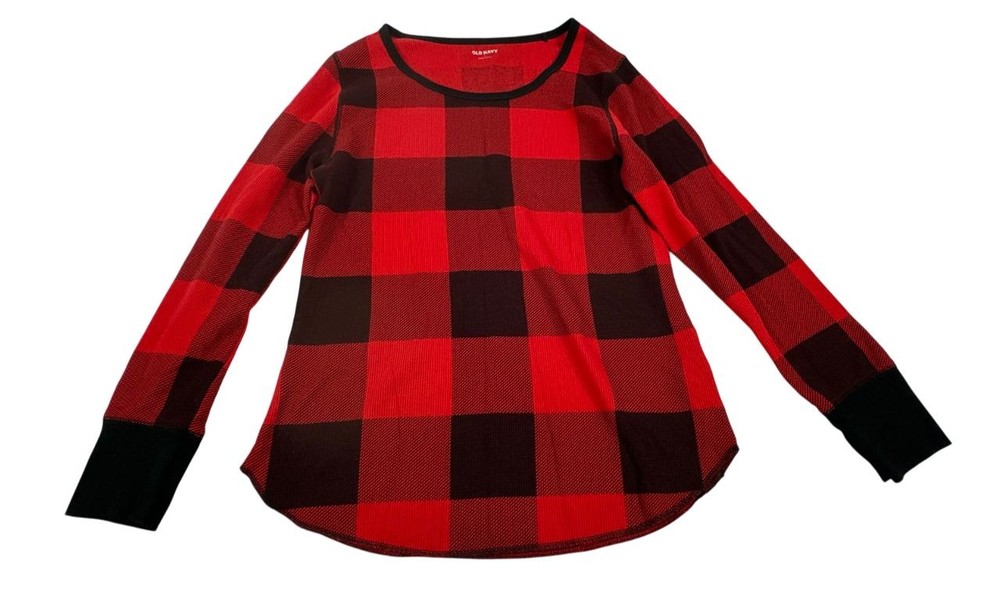 Old Navy Black & Red Waffle Buffalo Plaid Pajama Top. Women's - Size L
