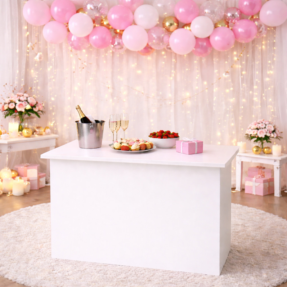 White Party Cart, Catering Snack Bar, Mobile Display Stand,   Mobile Vendor Cart