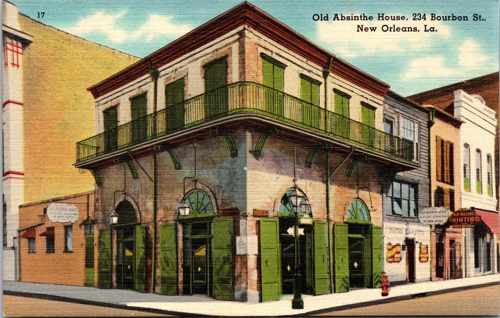 Vintage Old Absinthe House Bourbon St New Orleans Tichnor Postcard-image