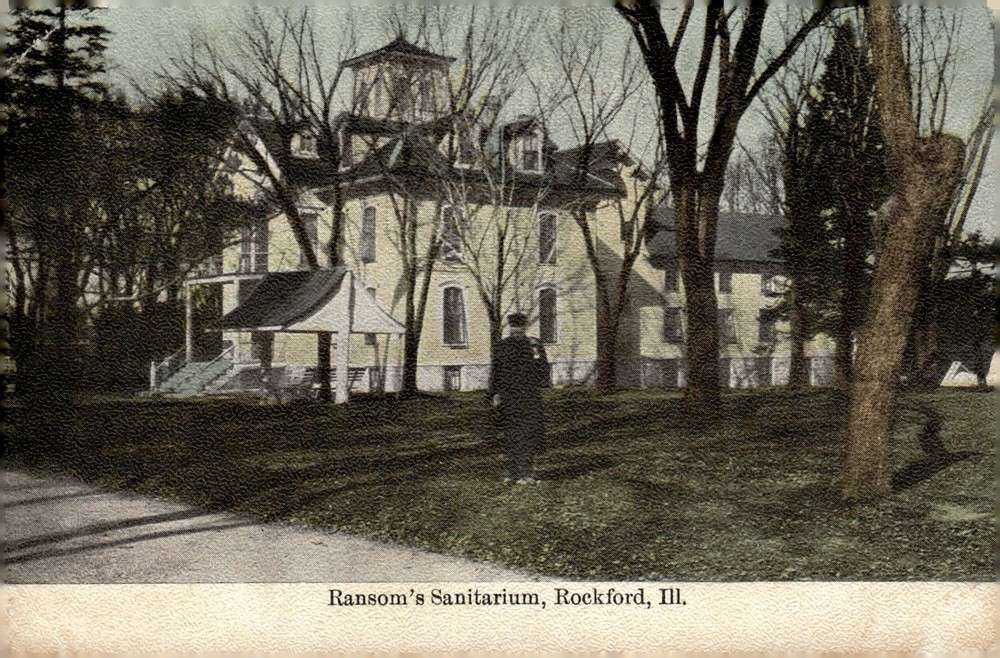 C1911 Ransom's Sanitarium Rockford Illinois Victorian Lithograph Postcard