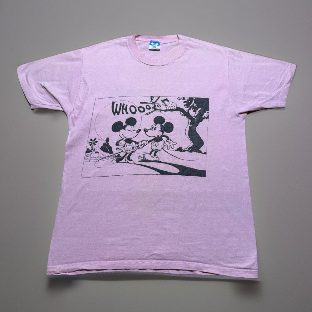 Vintage 80s Mickey Minnie Mouse WHOOO Walt Disney Cartoon Owl Shirt Size Large