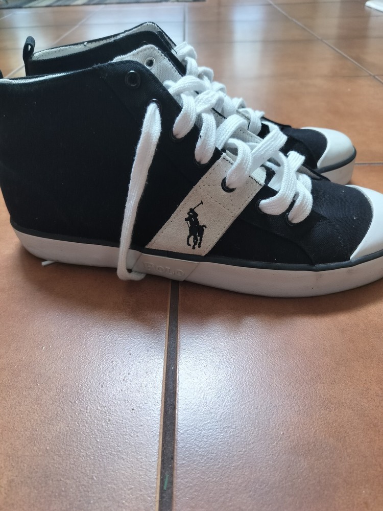 Polo Ralph Lauren Street Men’s Black/White Canvas High-Top Sneakers 11 Std