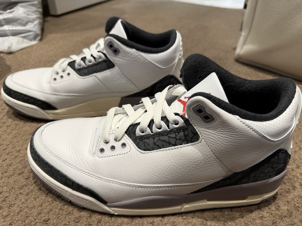 Nike Air Jordan 3 Retro Cement Grey Summit White Fire Red Men's (Used W/ Box)