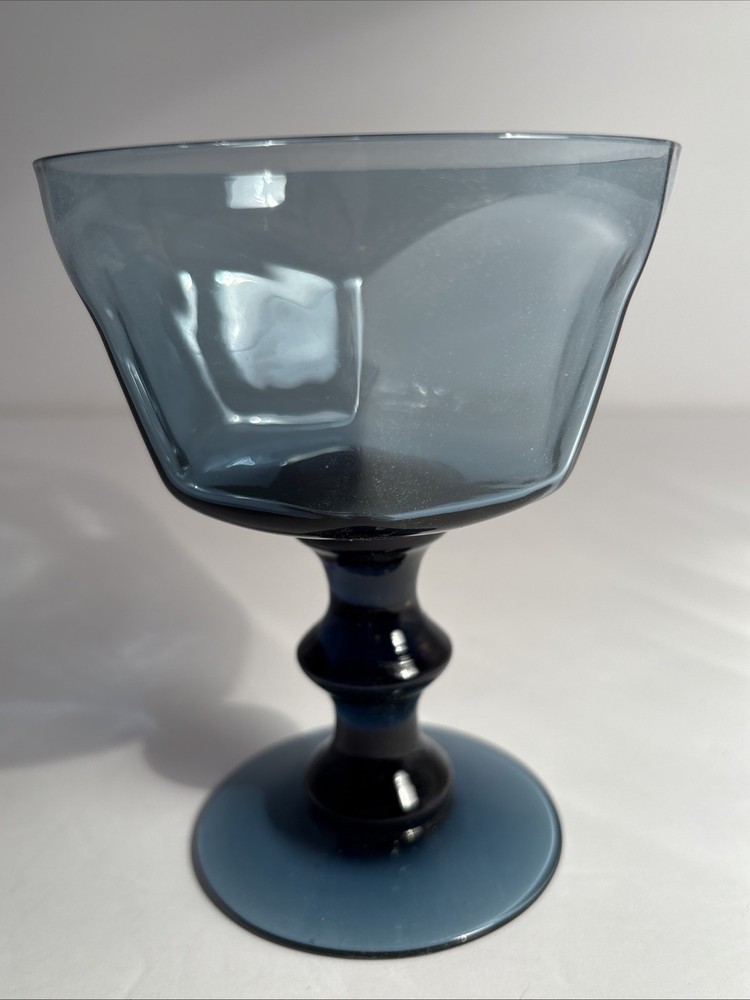 Vtg LENOX Crystal Antique Blue Bell Or Dark Blue Champagne Tall Sherbet Glass