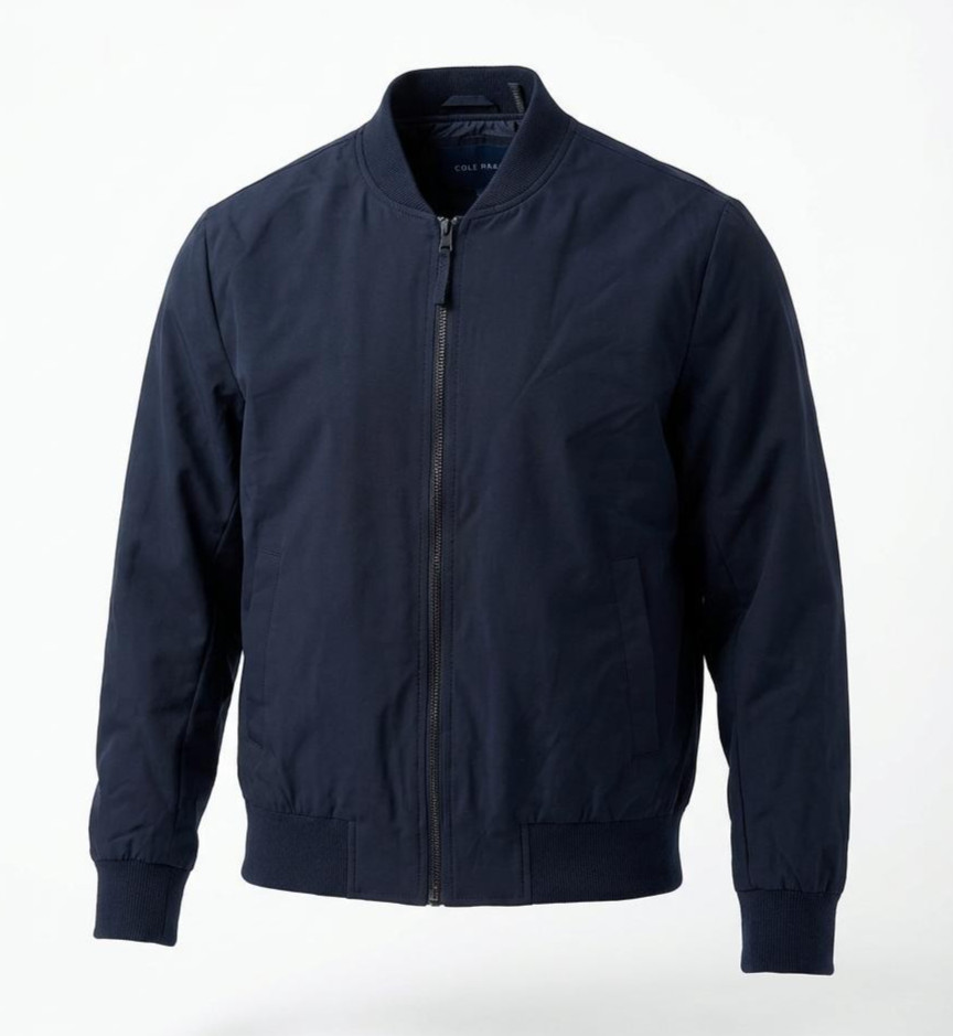 Cole Haan Men's Wool Bomber Jacket  Navy Blue  M