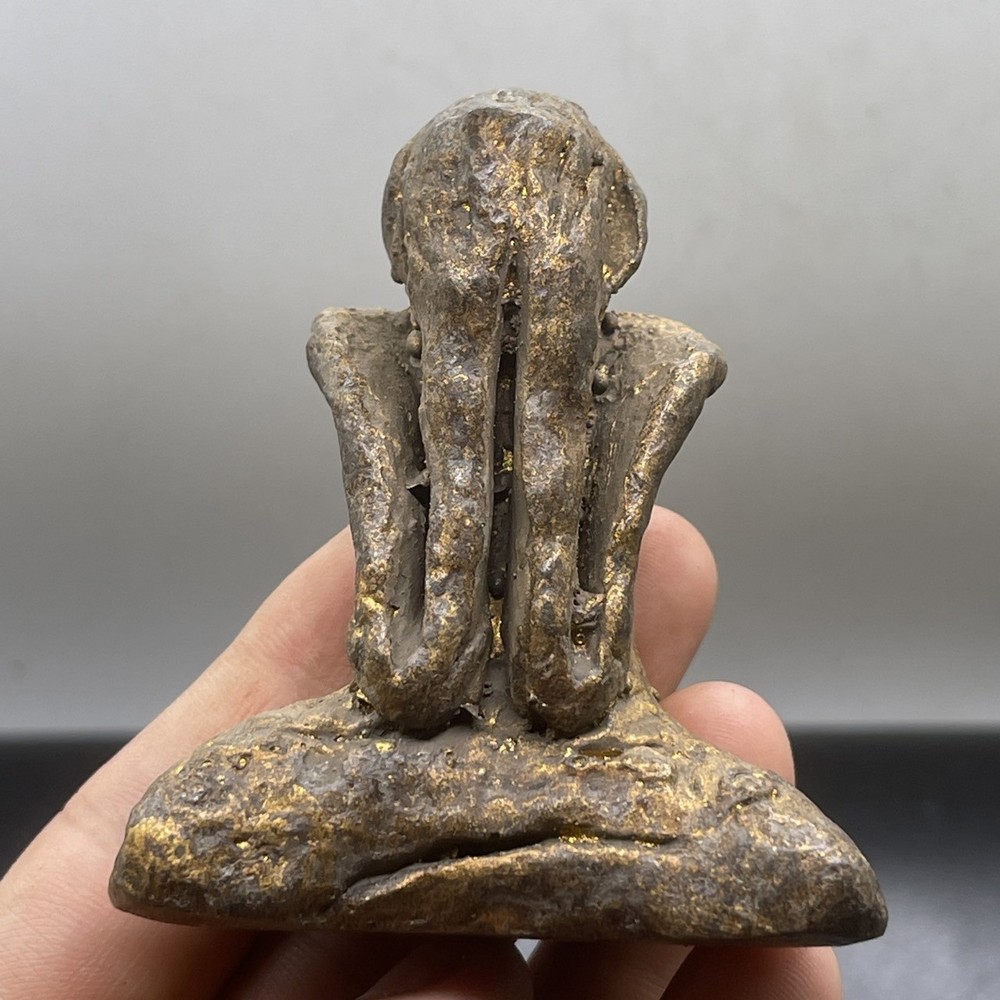 Ancient Greek Gold Gilded Terracotta Seated Figure Statue