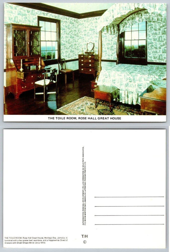 Rose Hall Great House Toile Room Montego Bay Jamaica Postcard