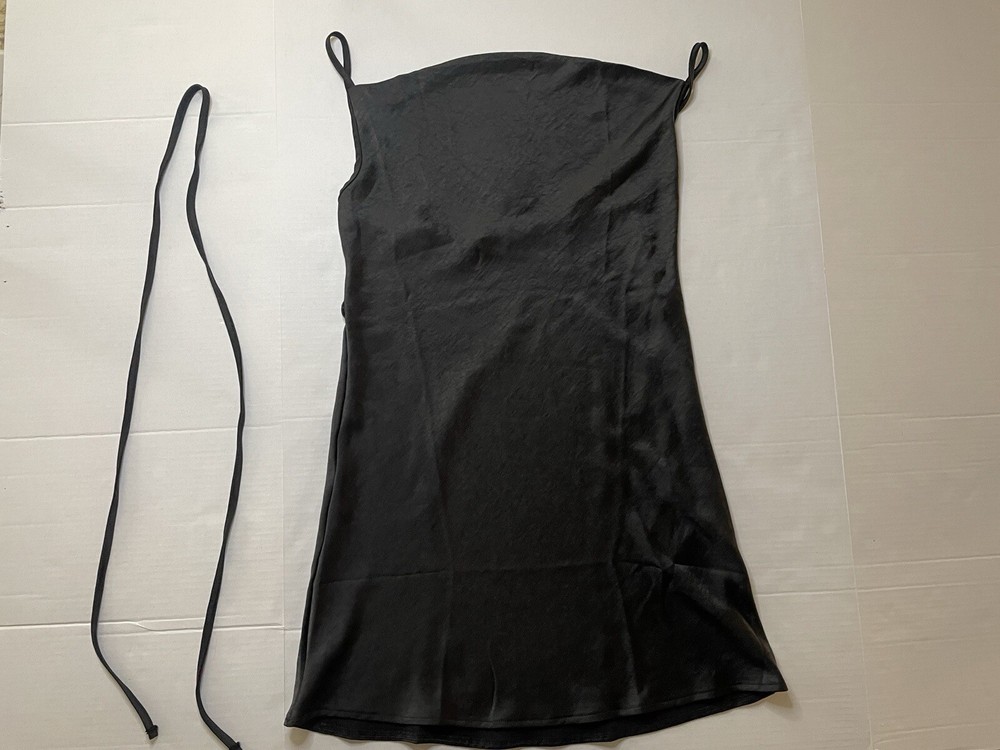 MOTEL ROCKS Paiva Dress in Satin Black Size Large NWT