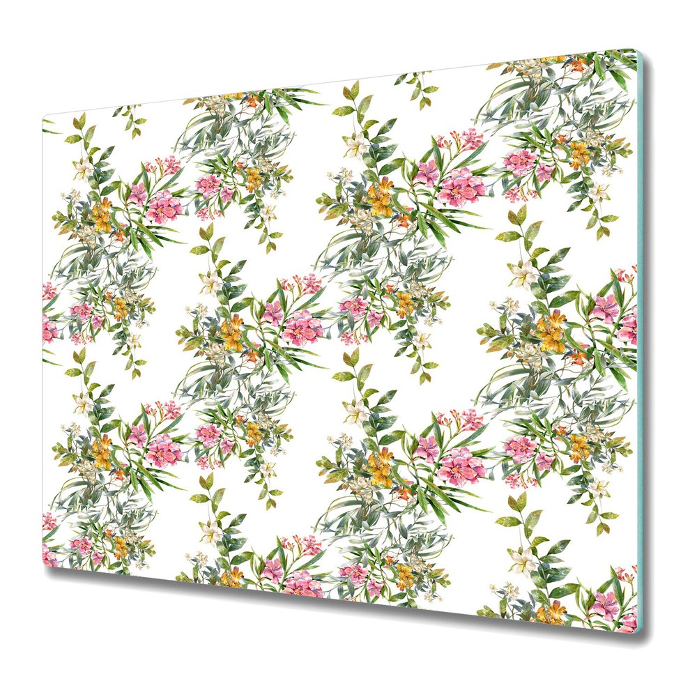 Glass Chopping Cutting Board Flowering delicate trees abstract painting 60x52
