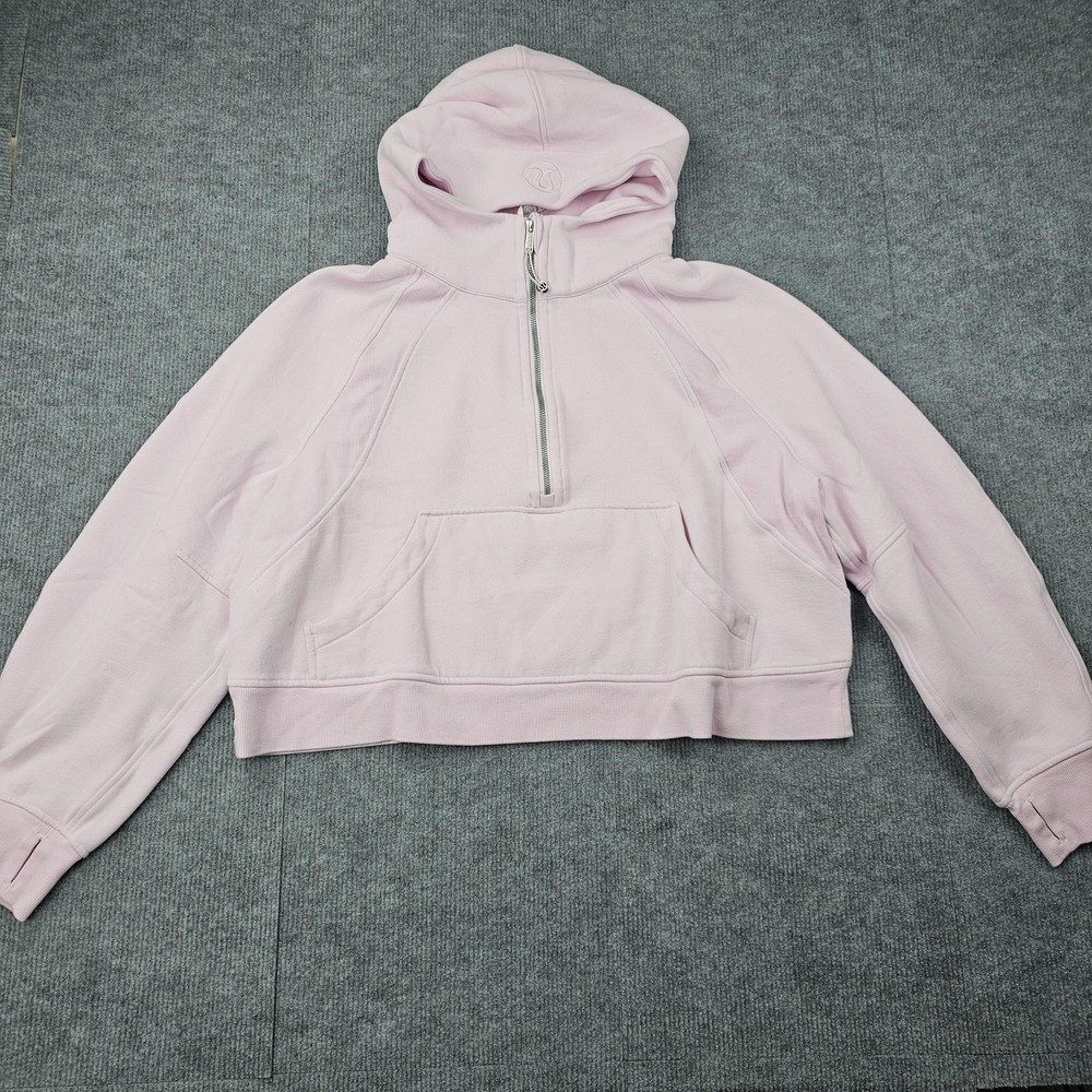 Lululemon Scuba Hoodie Womens XL/XXL Pink Cropped Half Zip Pullover Oversized