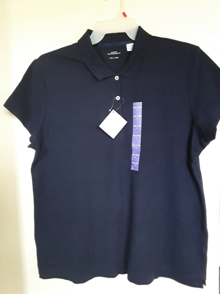 Lady Hathaway Womens Navy Polo Shirt XXL Short Sleeve New