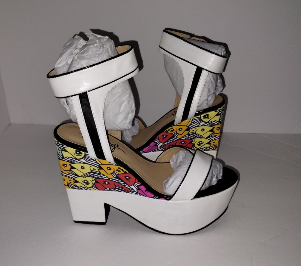 Taylor Says Women's Chic White Platform Wedge Sandals Size 9.5