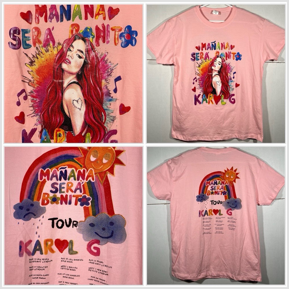 Karol G Mañana Será Bonito Music Tour Tee Latino Artists Shirt Pink Size Small