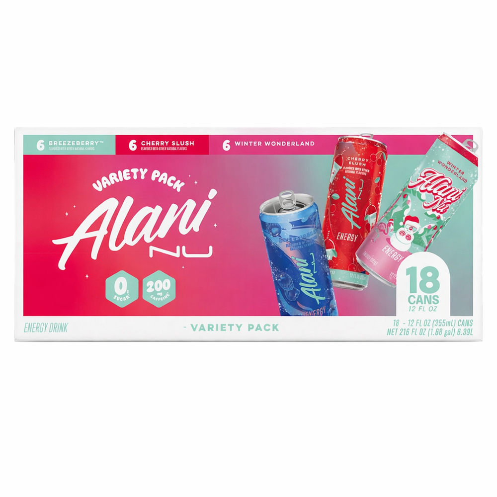 Alani Nu Energy Drink Winter Variety Pack (1 Pack, 18 Cans) Fast Free Shipping