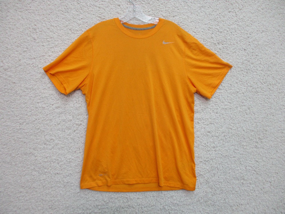 Nike Shirt Large Adult Yellow Casual Stretch Dri Fit Athletic Swoosh Logo Mens L