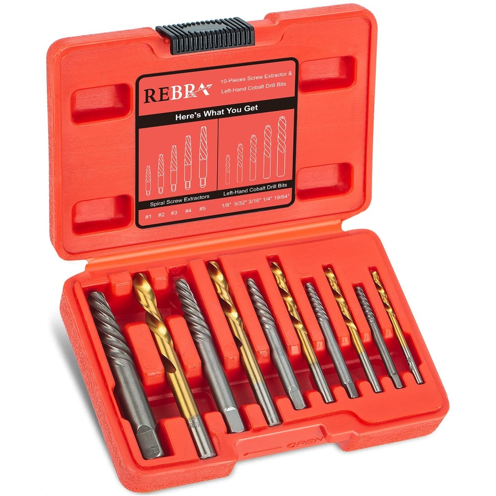 37-Piece Cr-Mo & HSS Cobalt Screw Extractor Set with Left-Hand Drill Bits