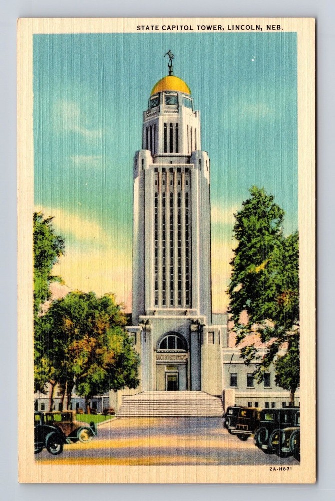 Lincoln NE- Nebraska, State Capitol Tower, Antique, Vintage Souvenir Postcard