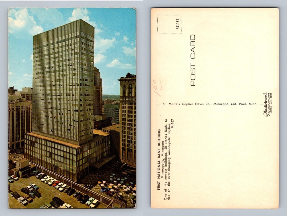 Minneapolis, MN-Minnesota, First National Bank Building Vintage Postcard