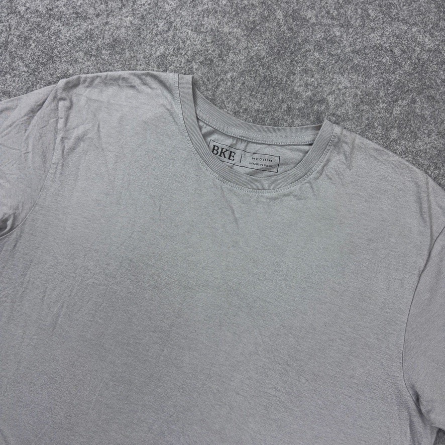 BKE T Shirt Mens Medium Gray Solid Crew Neck Cotton Short Sleeve Casual Tee