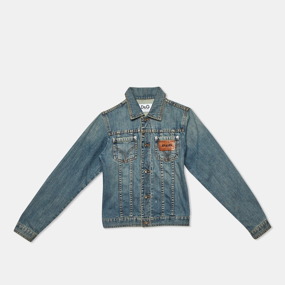 D&G Junior Blue Denim Button Front Jacket Size 12Y