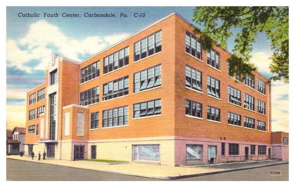 1940s Street View Catholic Youth Center Carbondale Pennsylvania Vintage Postcard