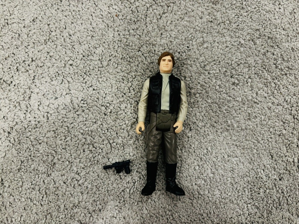 Vintage Kenner Star Wars Han Solo in Endor Trench Coat Figure 1984 w/ Blaster