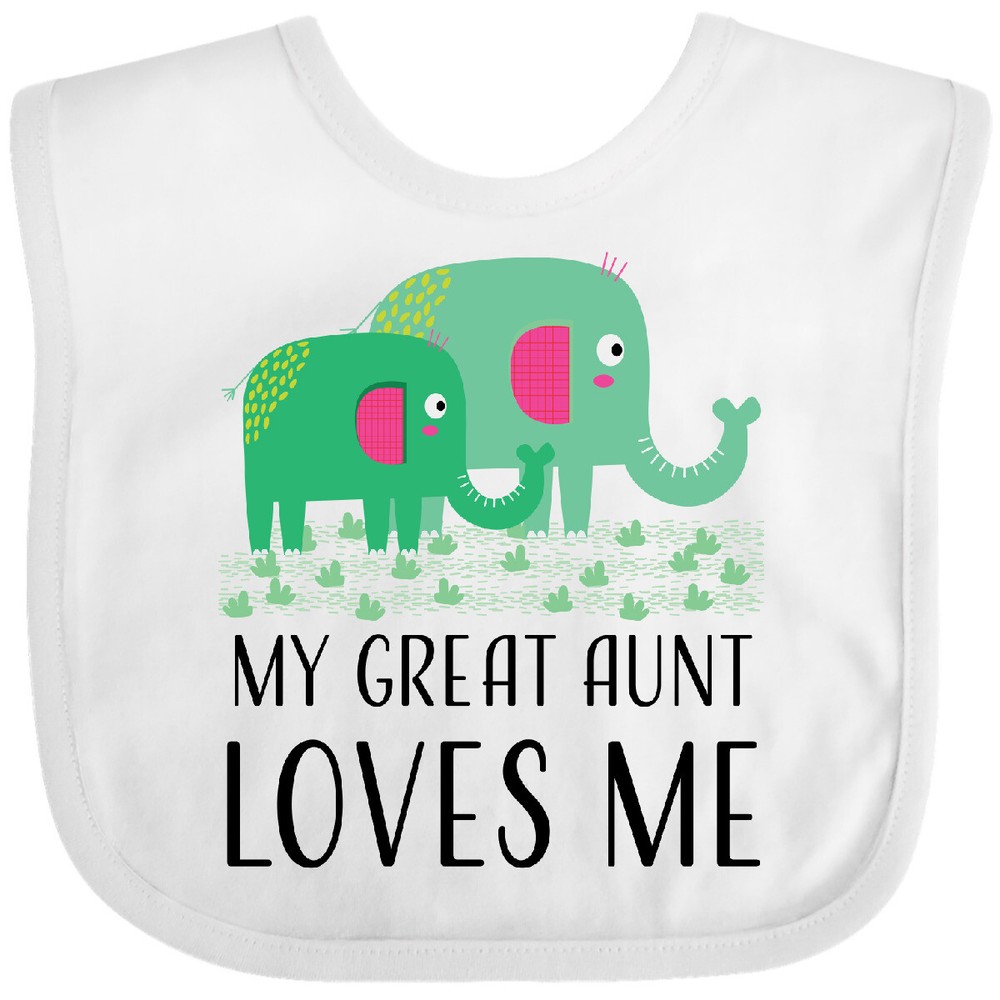 Inktastic Green Elephants My Great Aunt Loves Me Baby Bib Elephant Nephew Niece