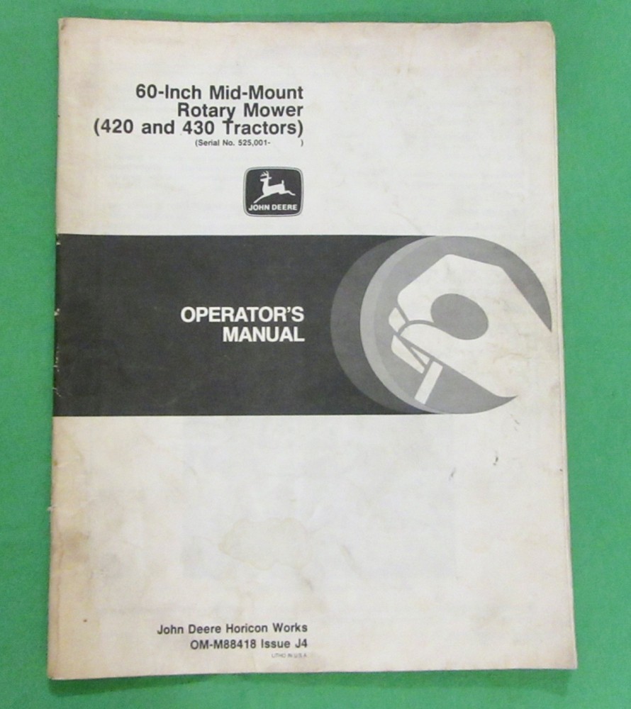 John Deere 60-Inch Mid-Mount Mower Operator's Manual -SN525001 OM-M88418