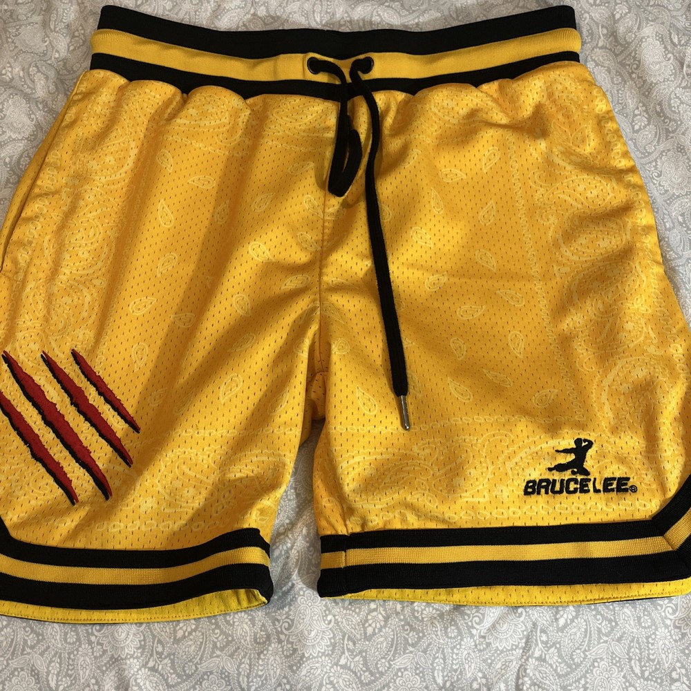 Shoe Palace x Bruce Lee “Claw” Mesh Shorts Yellow Paisley Men’s Size Medium