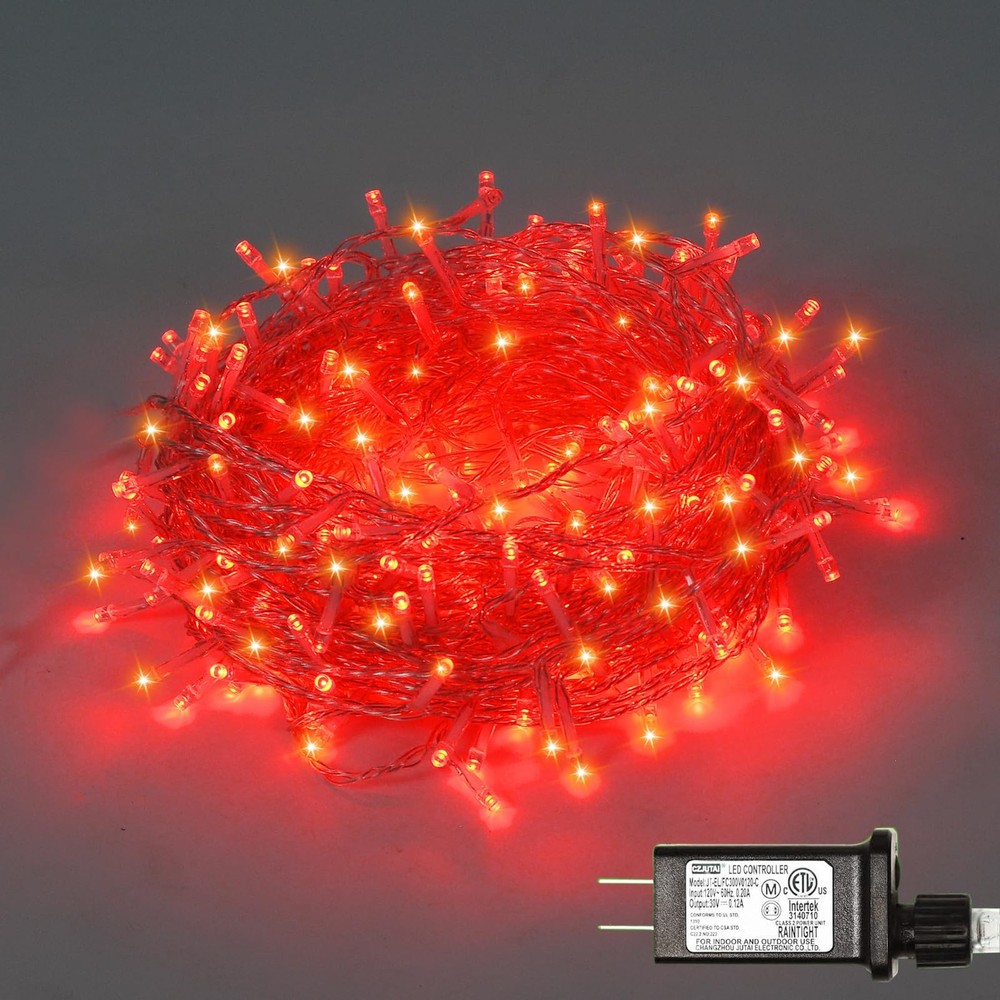 300 Led Red String Lights Outdoor Waterproof Christmas Decorations, 108 Ft Fa...