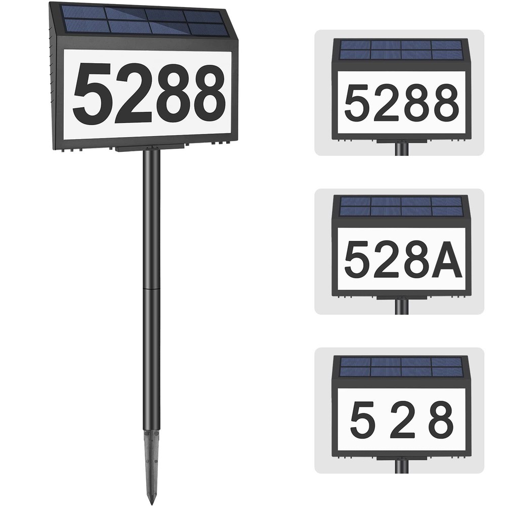 Solar Address Sign Lighted House Numbers for Outside Address Plaques