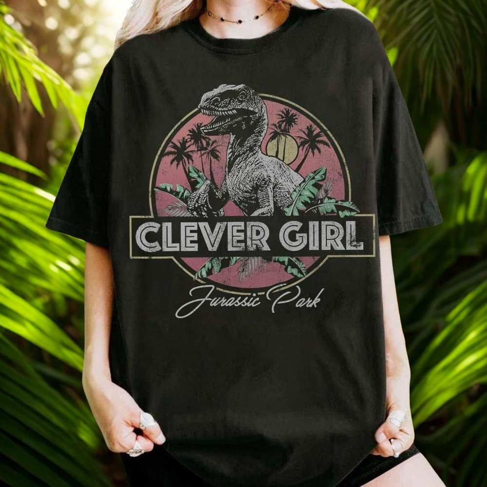 Clever Girl T-Shirt Jurassic Park Movie Retro Dinosaur Graphic Tee