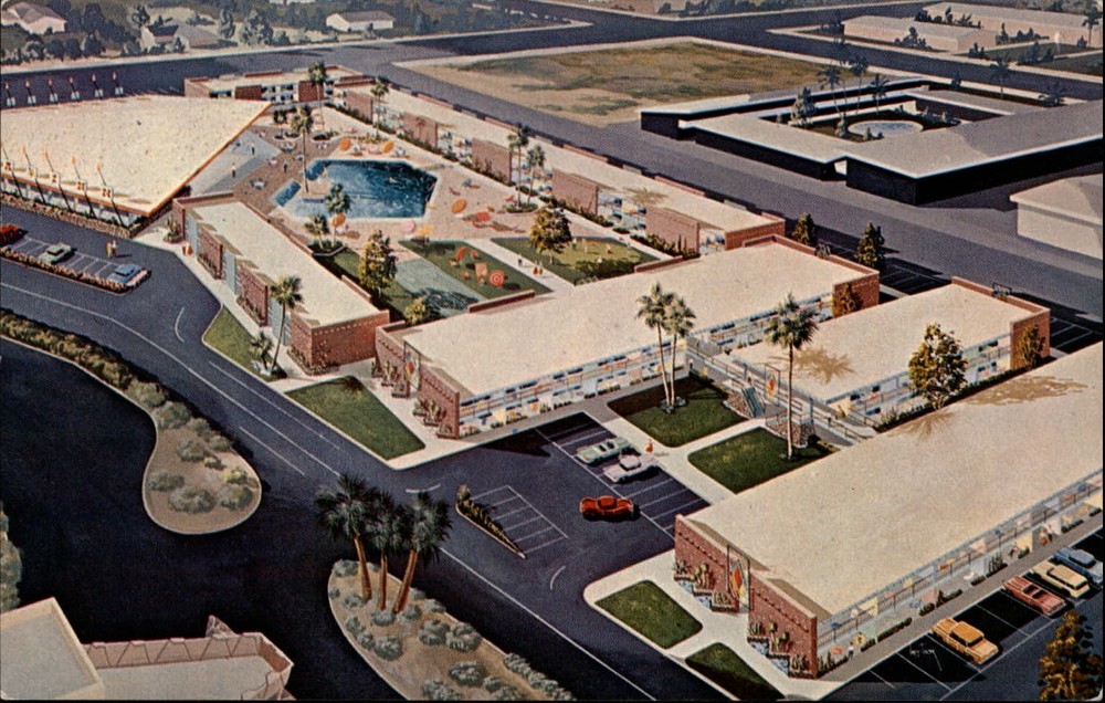 Scottsdale Arizona Ramada Inn artist rendering aerial view pool  unused postcard