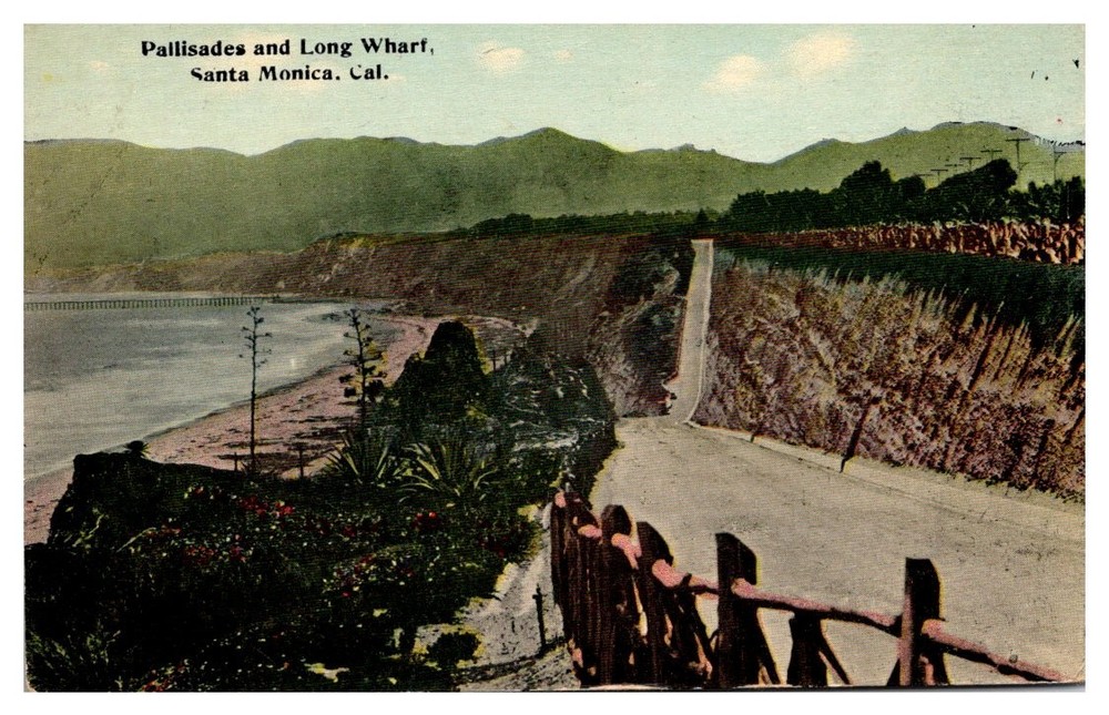 1913 Palisades & Long Wharf By The Sea Santa Monica California Vintage Postcard