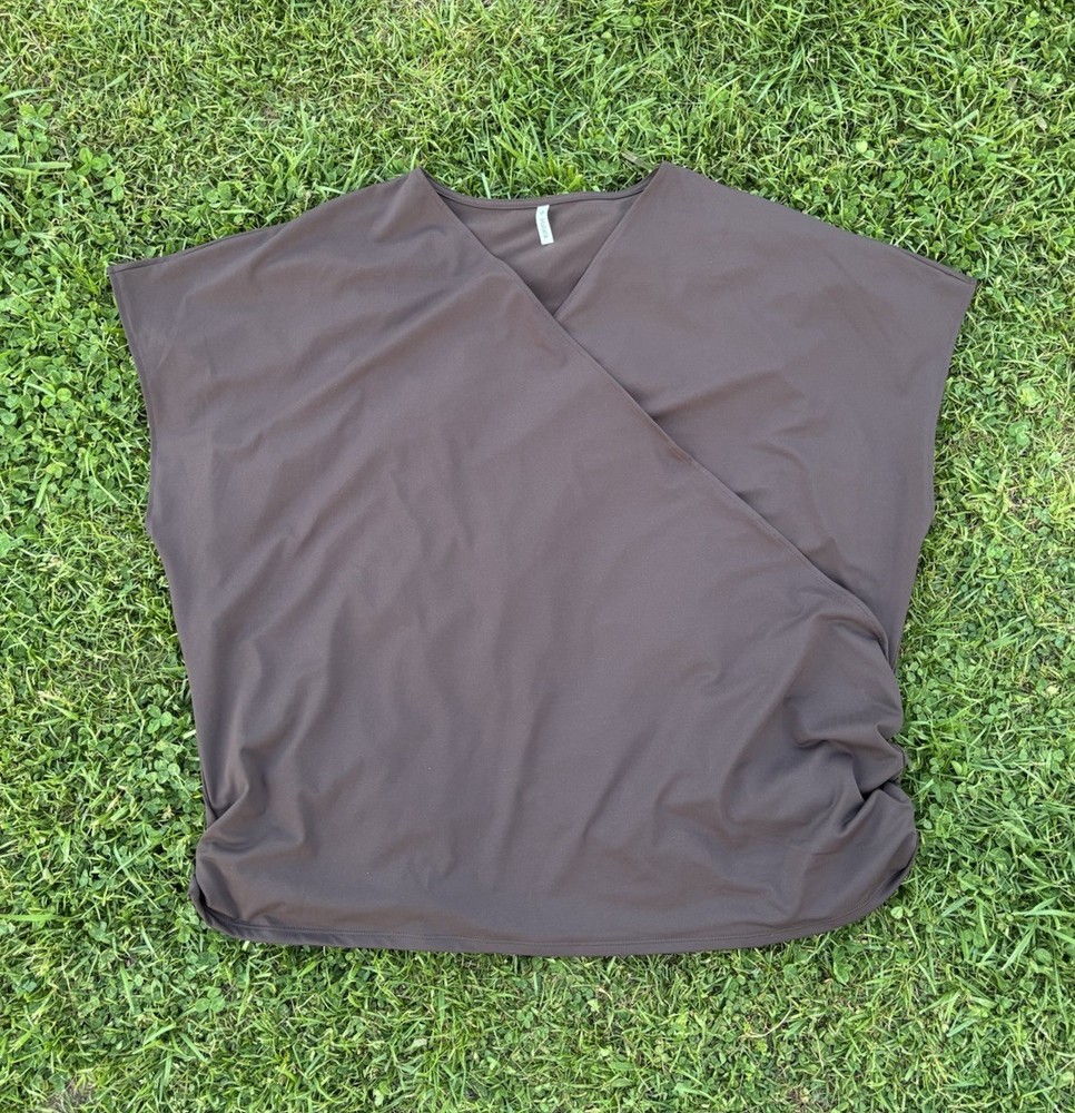 Halara V Neck Crossover Ruched Side Brown Plus Size 3X Athleisure Everyday Comfy